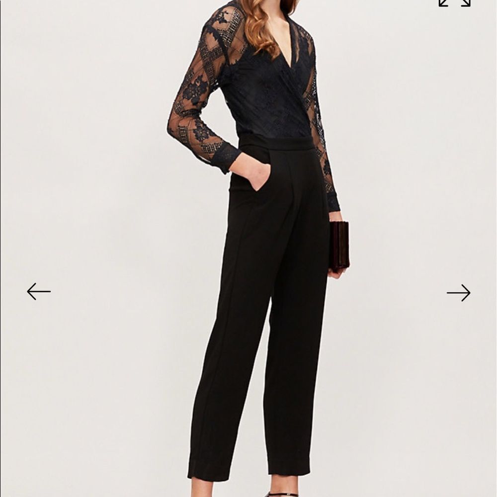 NEW MAJE Lace-panel straight-leg crepe jumpsuit 34 - Picture 5 of 13